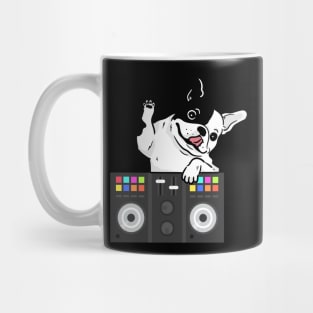 pug dog cartoon and funny dj Mug